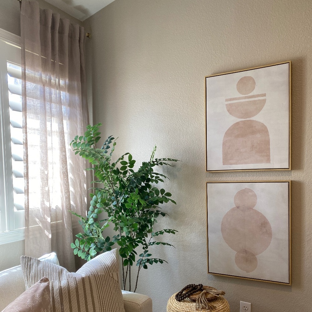 West Elm 100% Linen Sheer Dusty Blush Curtain Panels x2
